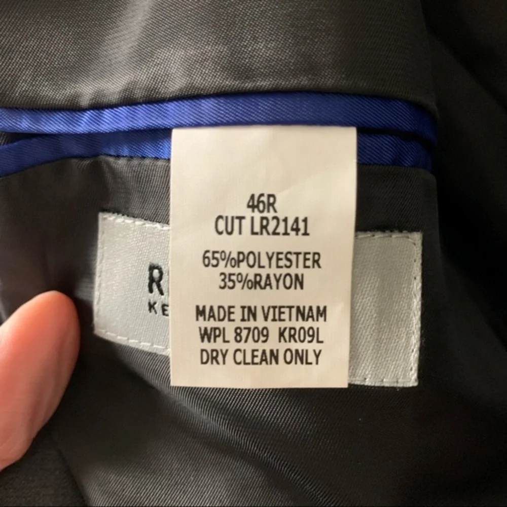 NWT Kenneth Cole Reaction Suit Jacket Dark Gray Two Button Closure Size‎ 46R